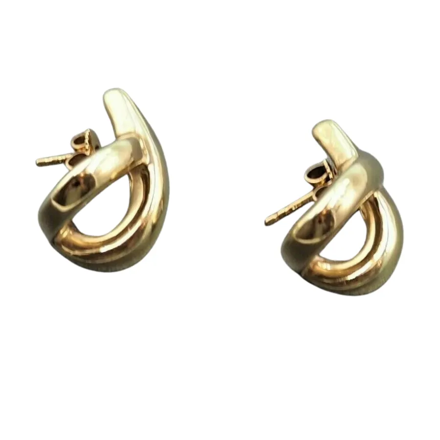 14ct Yellow Gold Half Hoop 'X' Stud Earrings