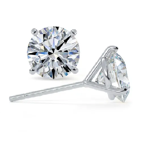 14k White Gold 4.01Ct SI3-I1 HI Diamond Stud Earring in a Martini 4 Prong Setting