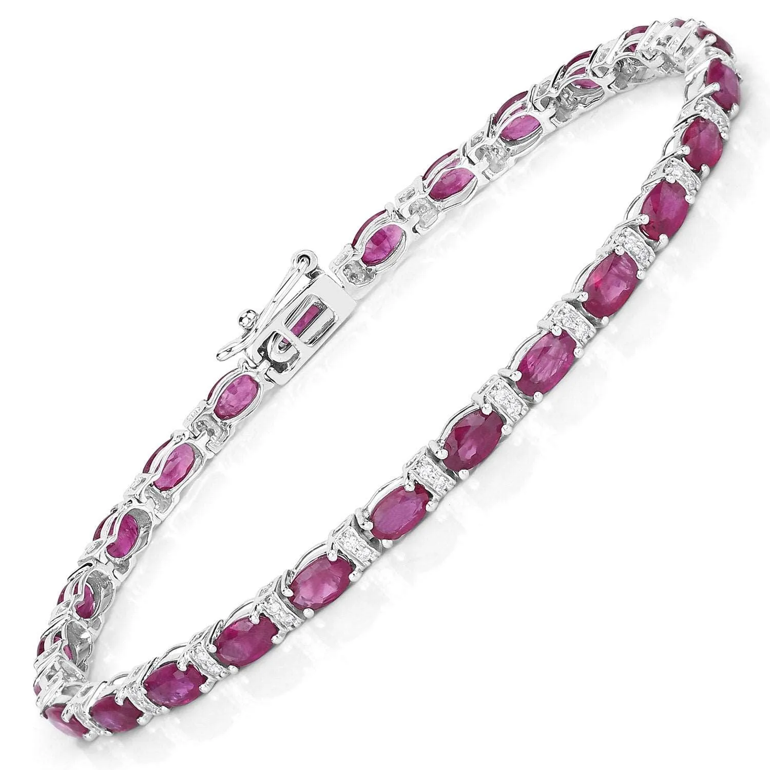 14K White Gold Ruby and Diamond Bracelet