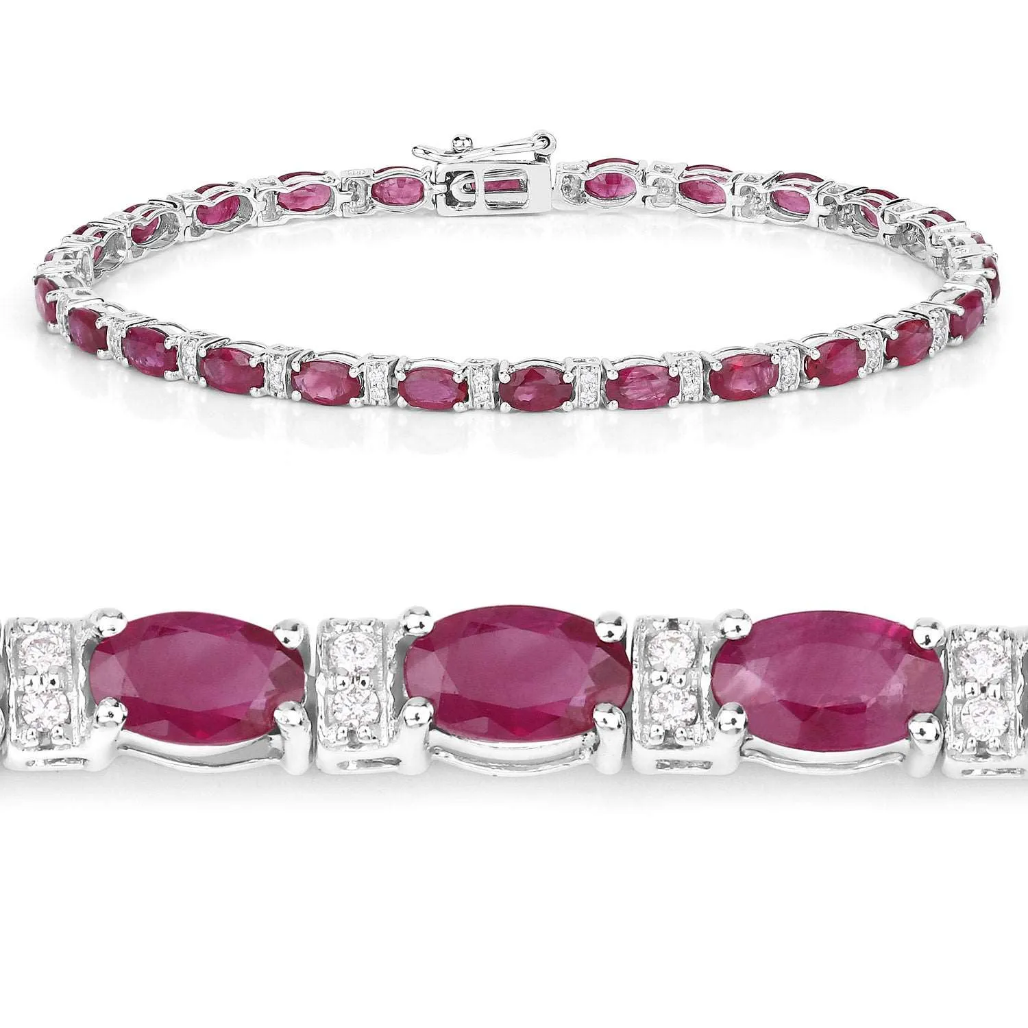 14K White Gold Ruby and Diamond Bracelet