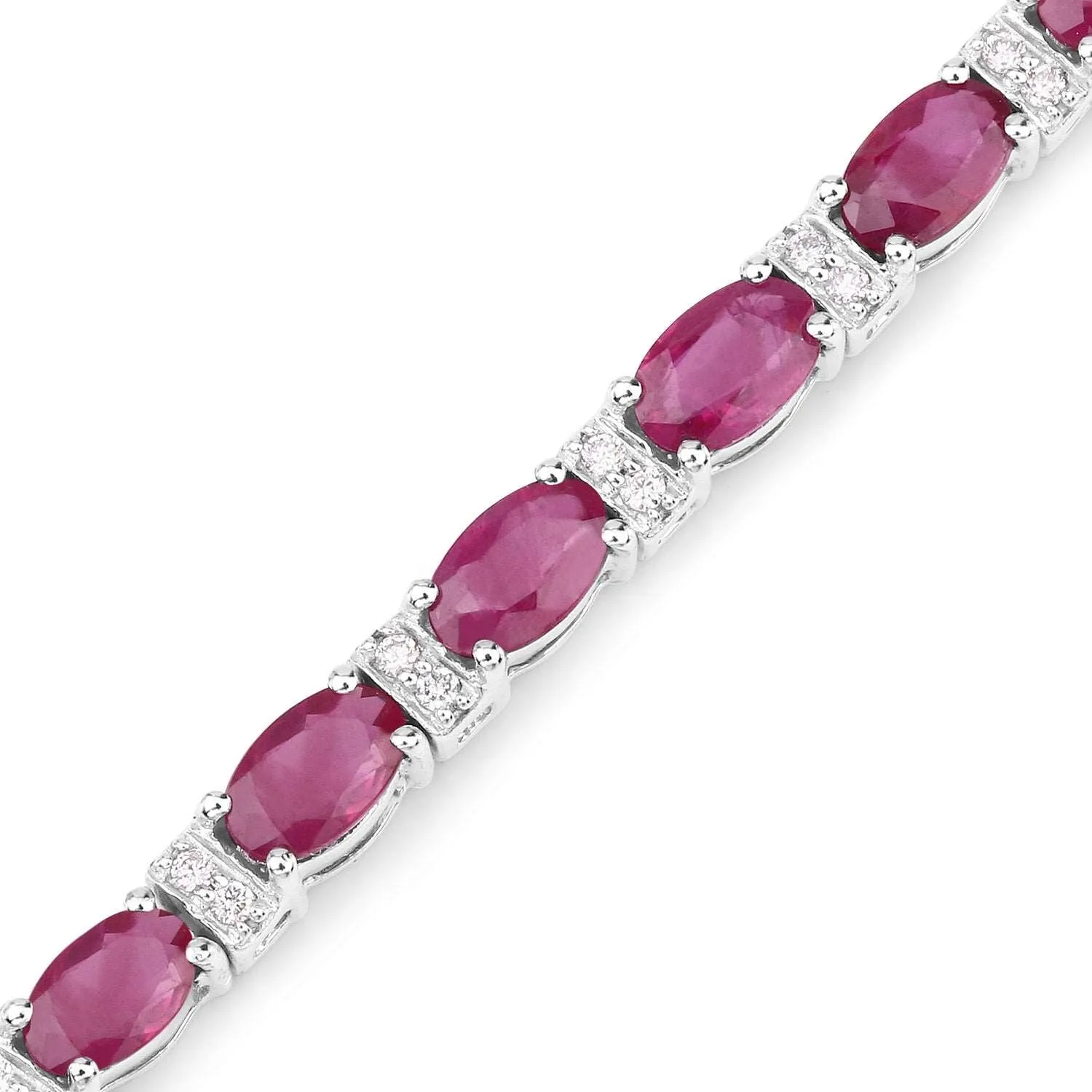 14K White Gold Ruby and Diamond Bracelet