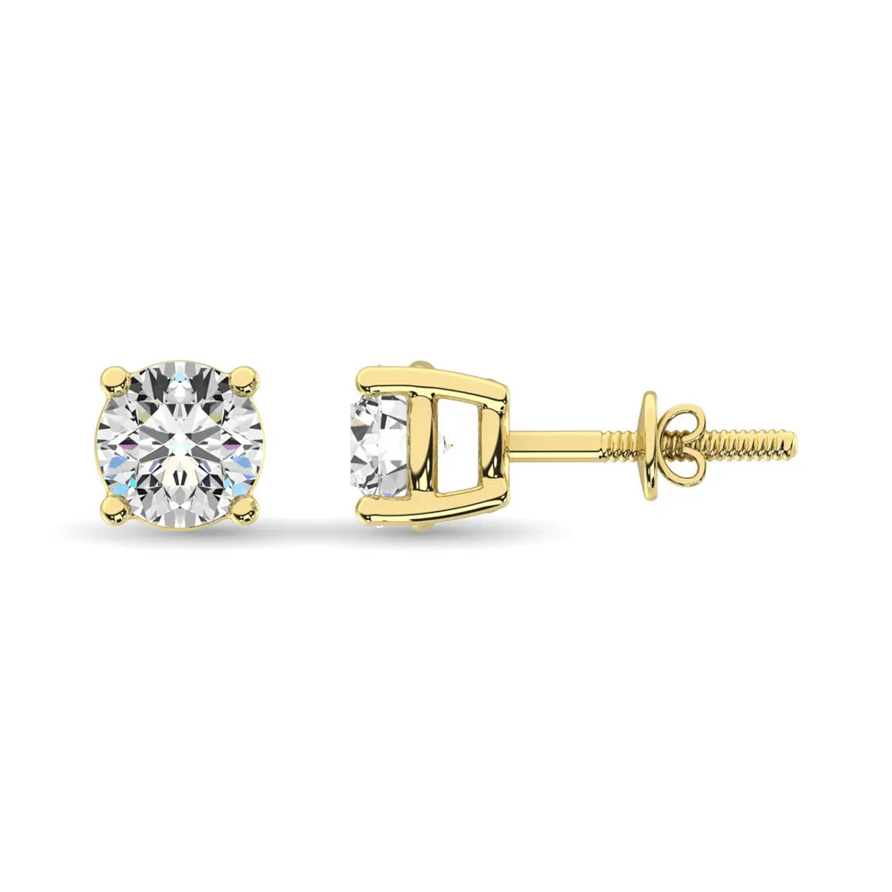 14K Yellow Gold Lab Grown Diamond 1 1/2 Ct.Tw. Solitaire Studs