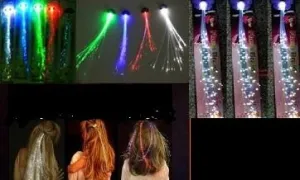 14" LIGHT UP FLASHING FIBER OPTIC HAIR CLIP