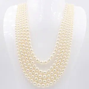 5 Stranded Swarovski Pearl Necklace Layered Necklace Beaded Necklace 4-10mm SKU: 6143341