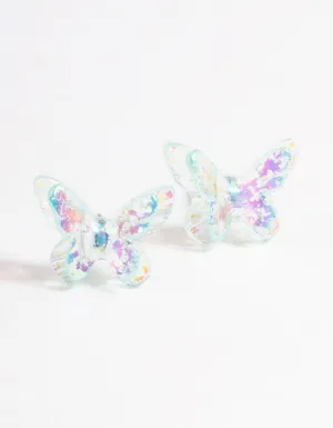 Acrylic Blue Candy Butterfly Stud Earrings