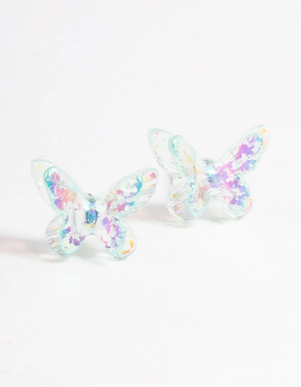 Acrylic Blue Candy Butterfly Stud Earrings