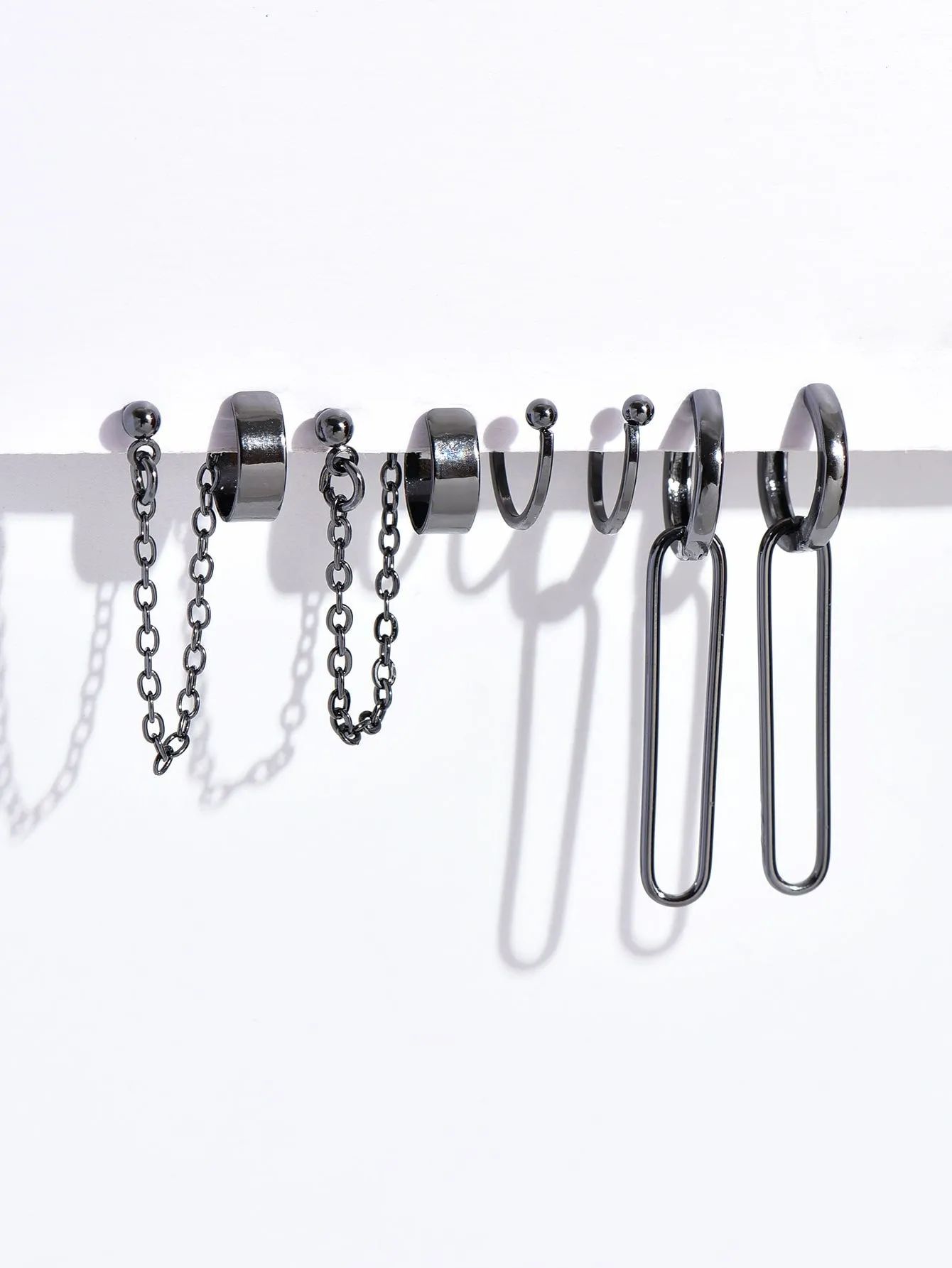 Amy Fashion - 6pcs Creative Chain Decor Geometric Earrings