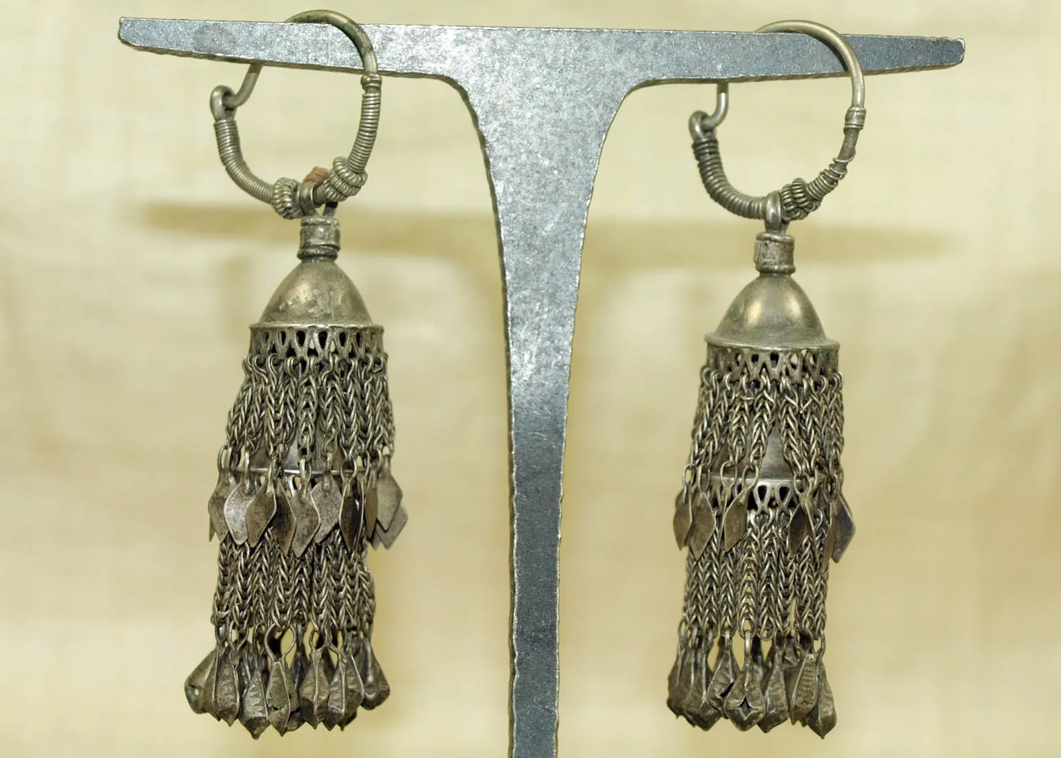 Antique Silver Tassel Earrings from Afghanistan