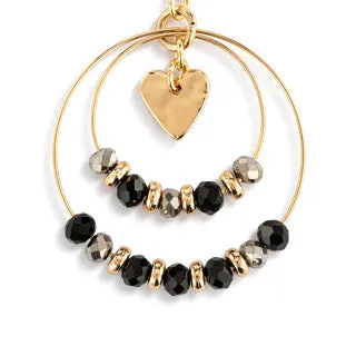 Beaded Love Earrings: Black