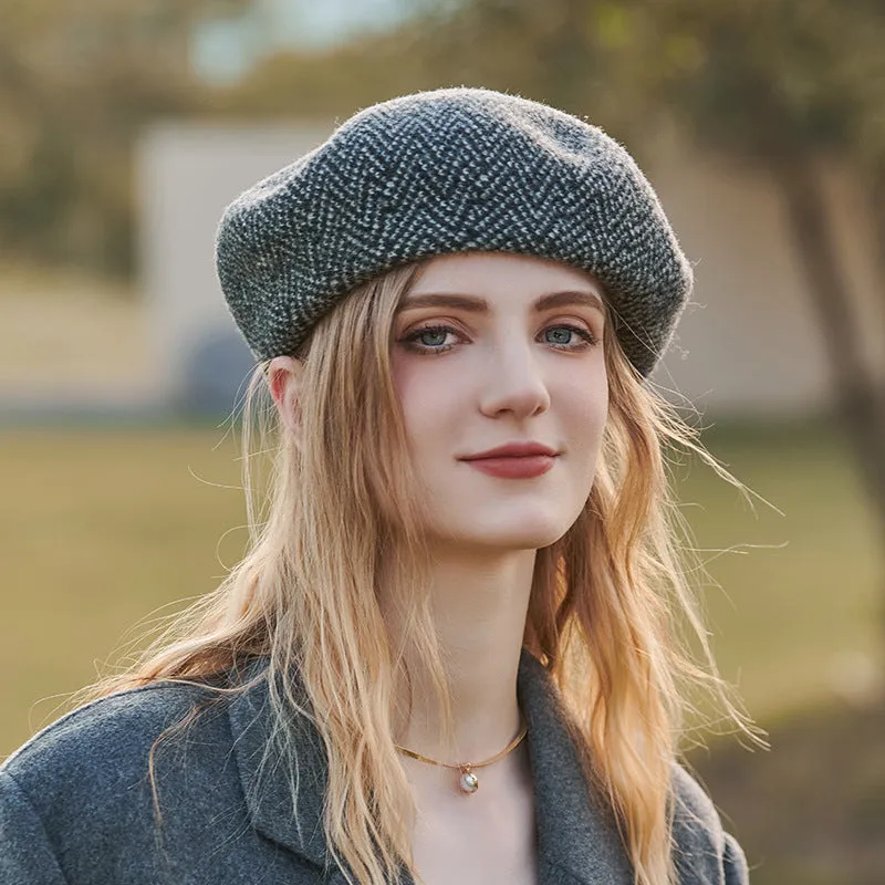 Beret female autumn and winter wool painter hat versatile vintage newsboy hat pumpkin hat