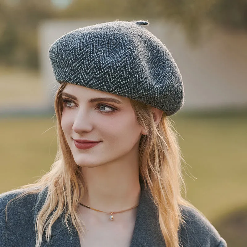 Beret female autumn and winter wool painter hat versatile vintage newsboy hat pumpkin hat