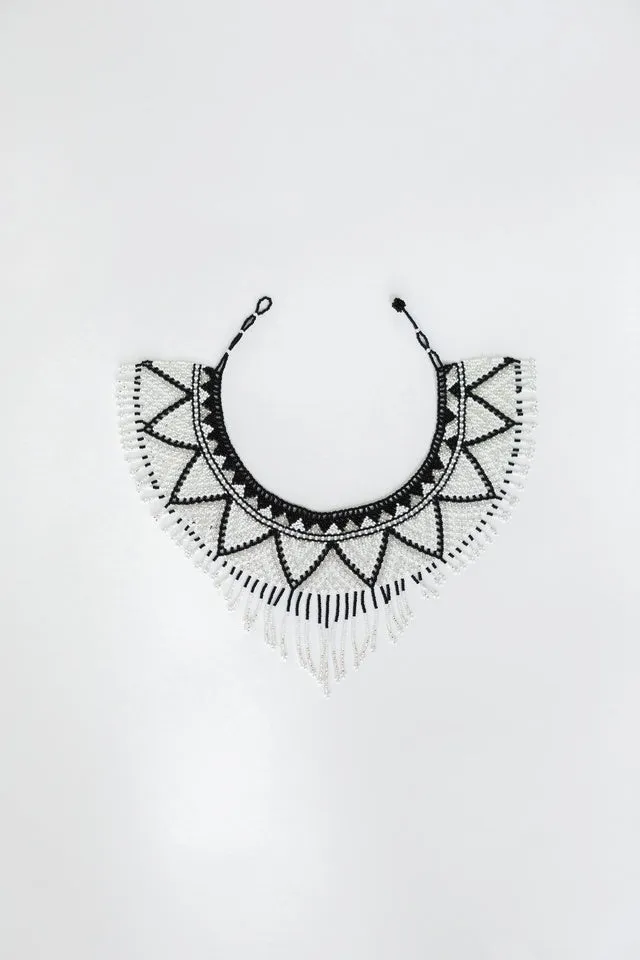 Black Cascading Beaded Hat Necklace