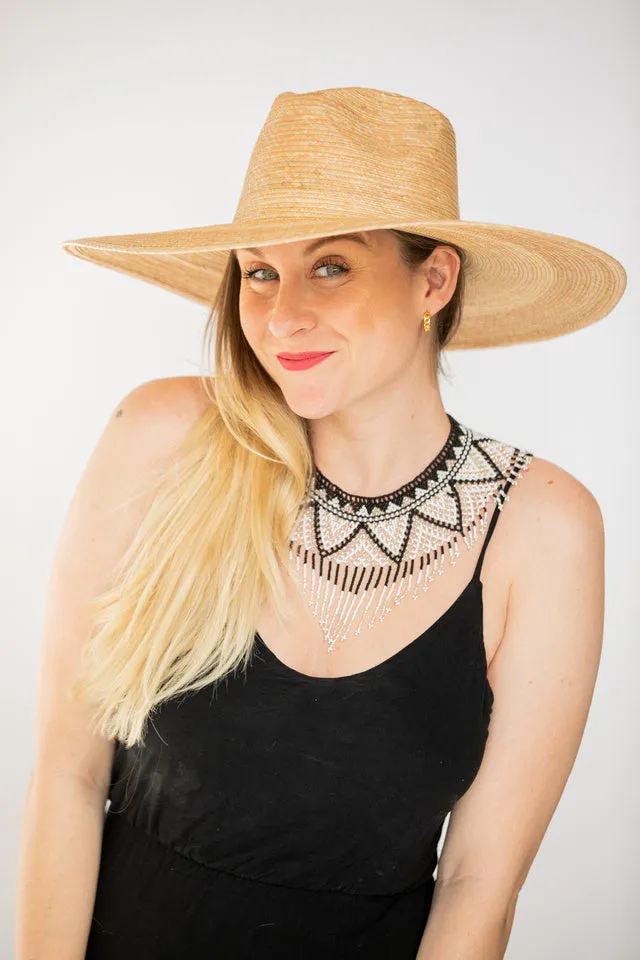 Black Cascading Beaded Hat Necklace