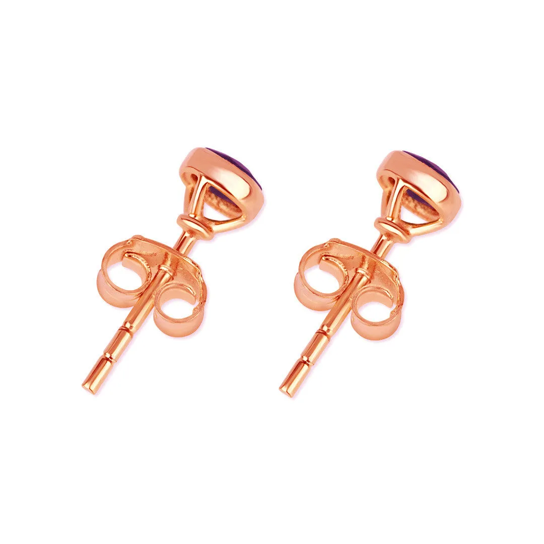 Blue Topaz Mini Stud Earrings | Rose Gold - December