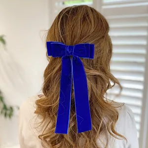 Blue Velvet Hair Bow Royal Blue Hair Clip Alligator Clip