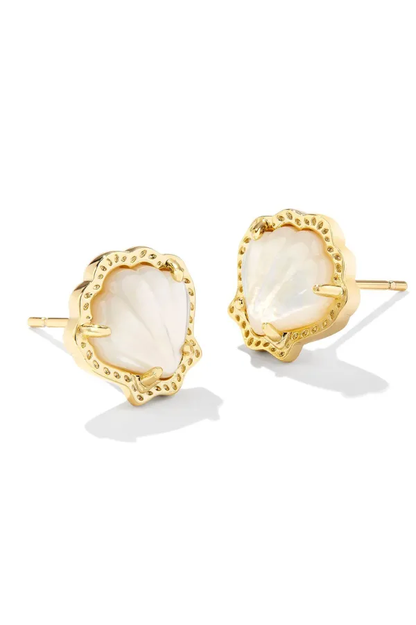 Brynne Shell Stud Earrings - Gold Ivory MOP | Kendra Scott - FINAL SALE