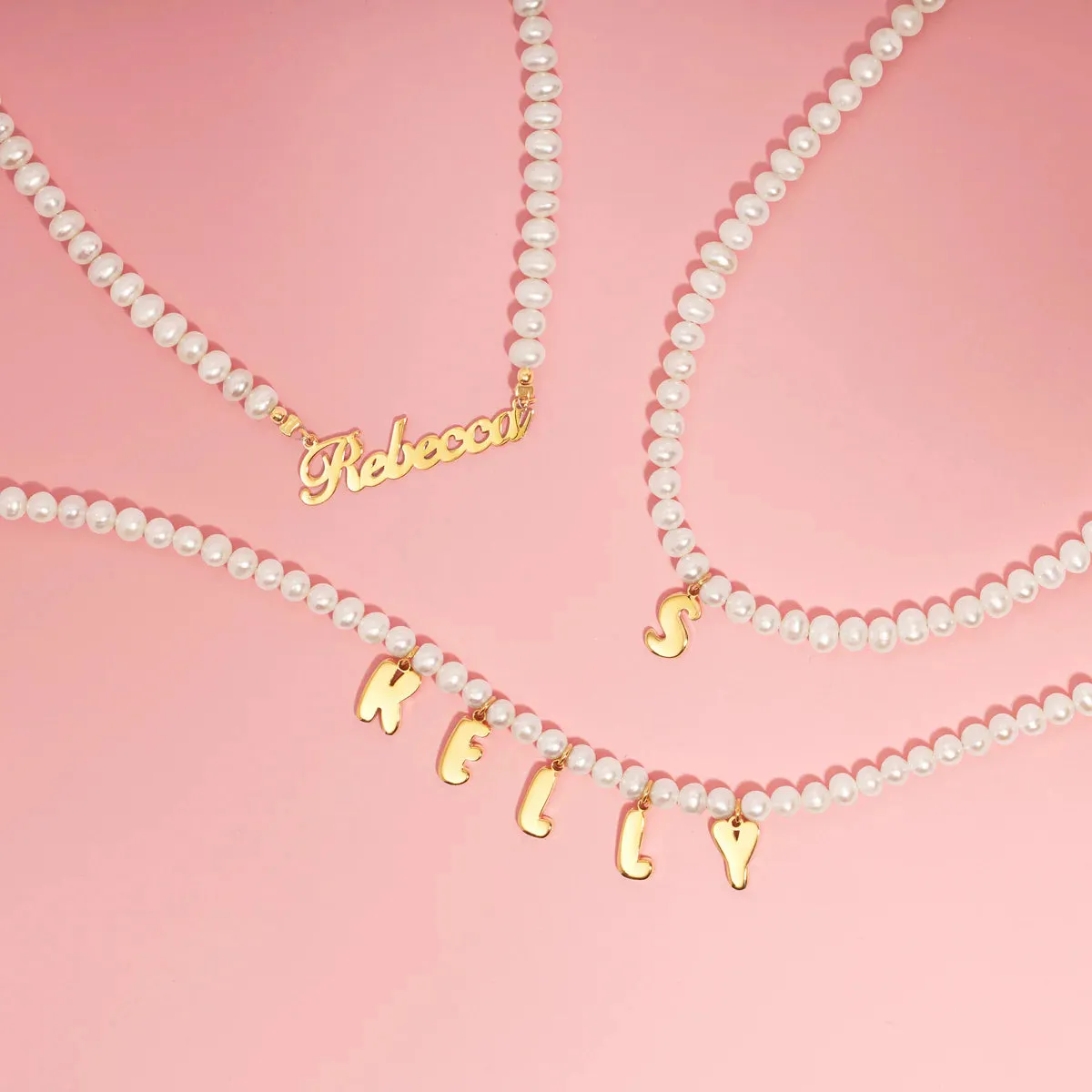 Bubble Name Pearl Necklace