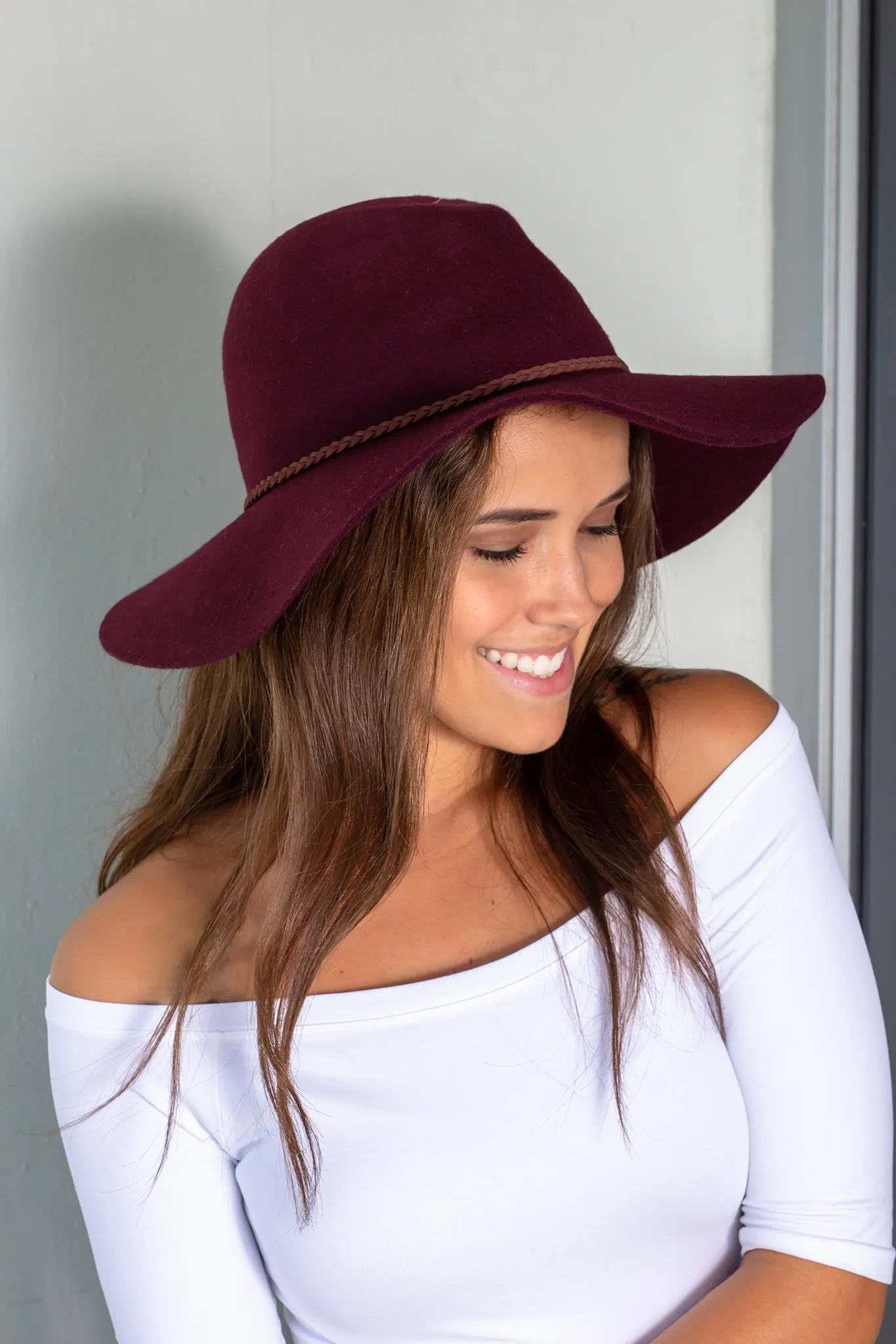 Burgundy Wool Panama Hat