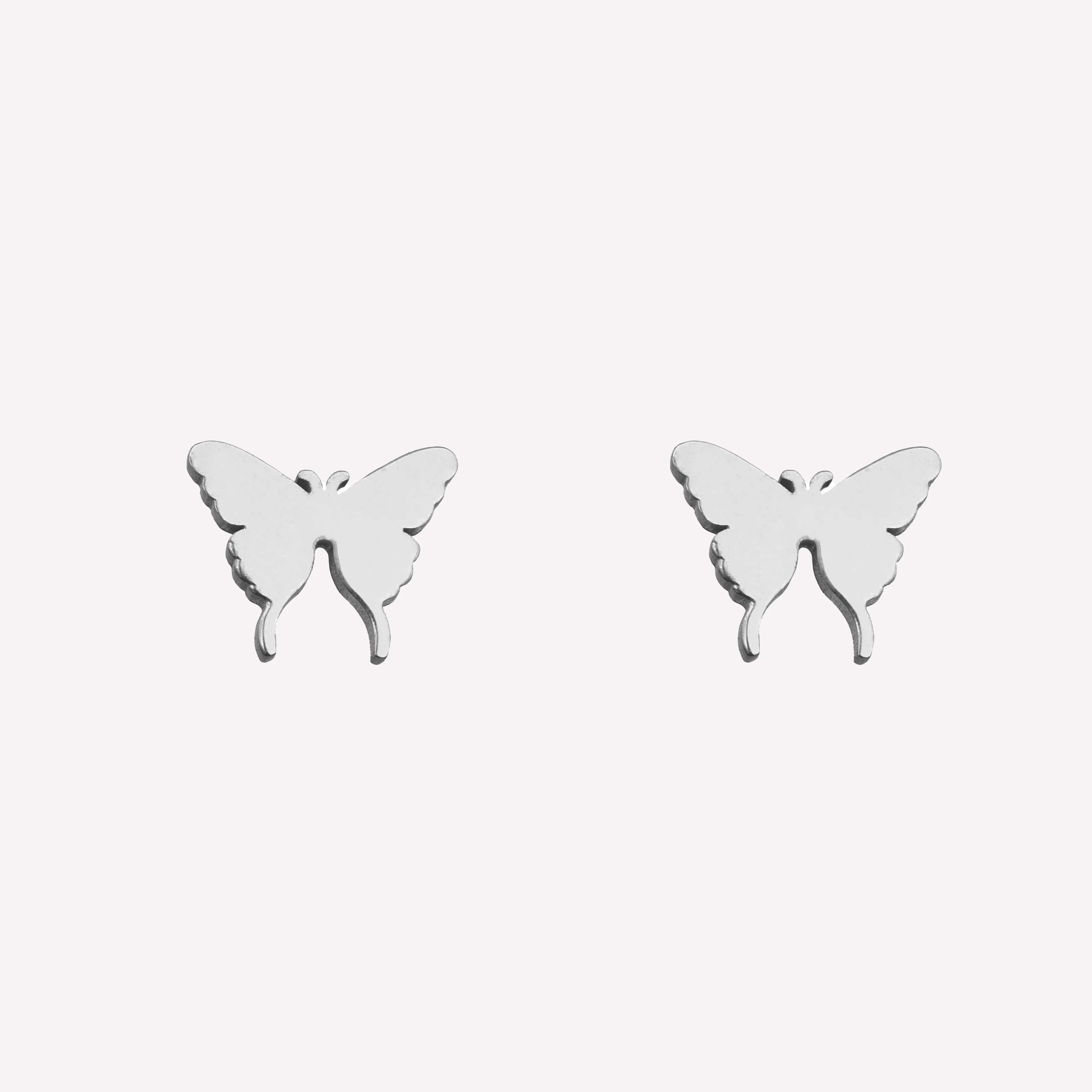 BUTTERFLY STUD CLIP-ON EARRINGS IN SILVER