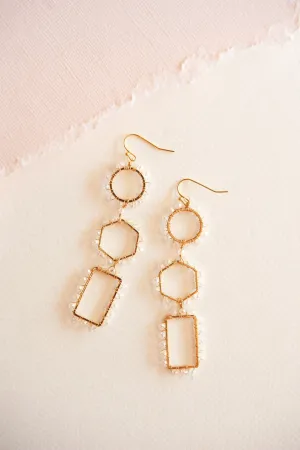 Caroline Geometric Dangle | Beaded Gold Earring