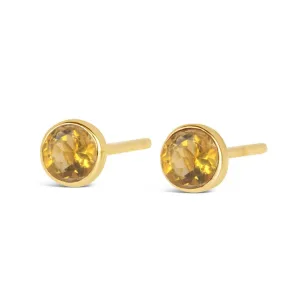 Citrine Mini Stud Earrings | Gold - November