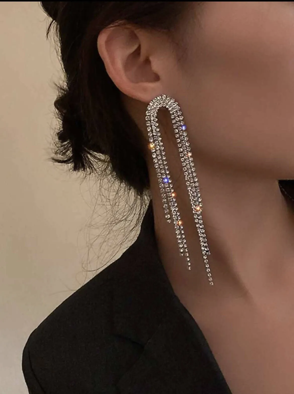 Clear rhinestone drop earrings