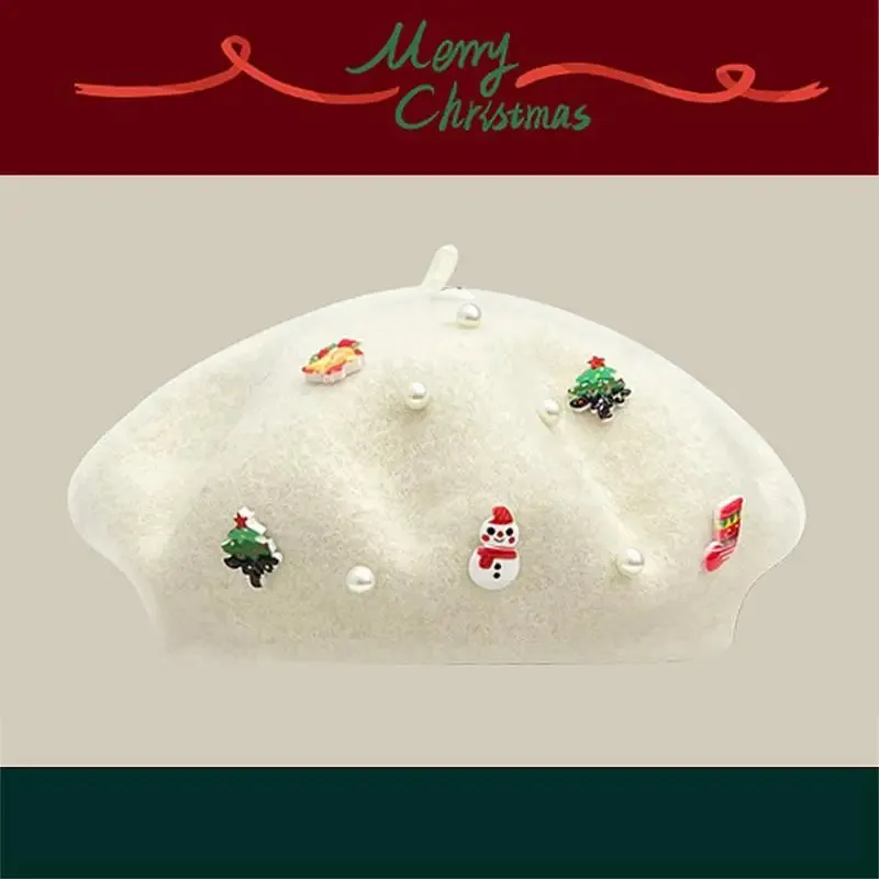 Cold Resistant Wool Korean Style Painter Christmas Beret Hat