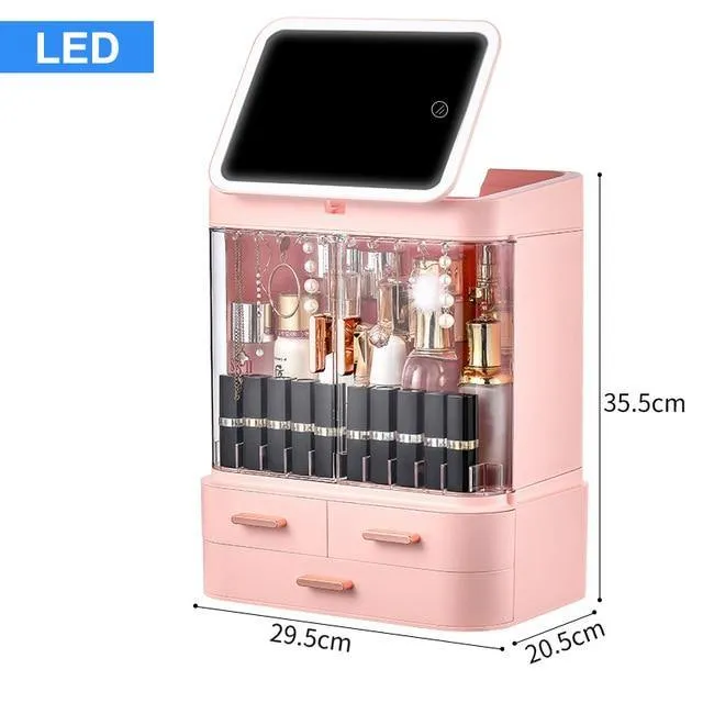 Cosmetic Make-up Jewelry Organizer with Led Lighted Mirror