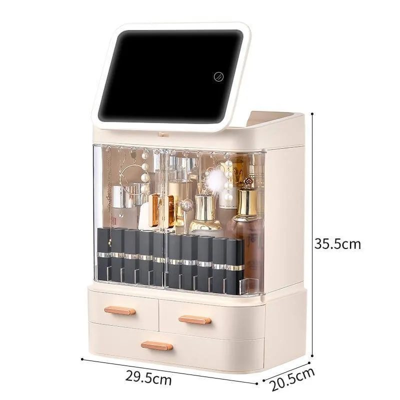 Cosmetic Make-up Jewelry Organizer with Led Lighted Mirror