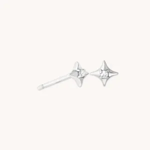 Cosmic Star Gem Stud Earrings in Silver