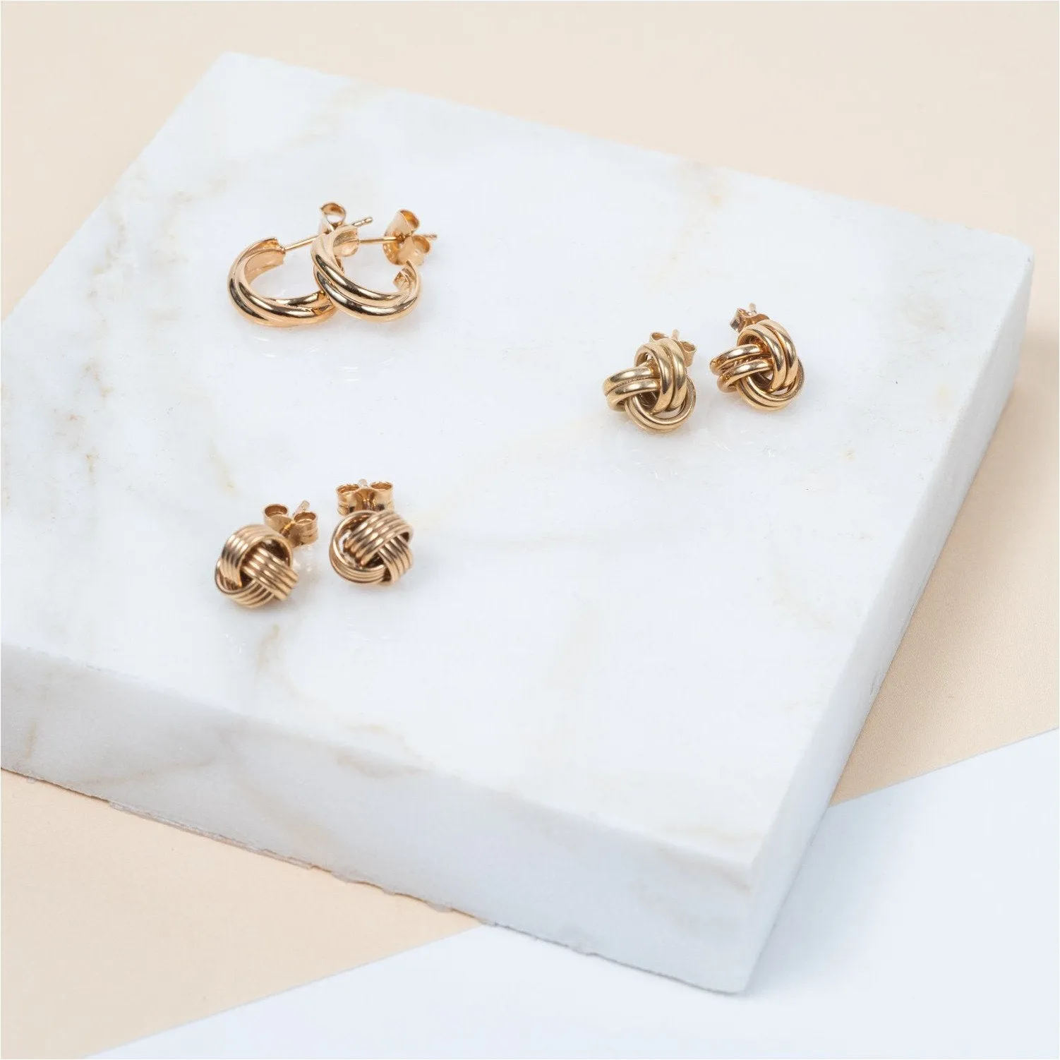 Cranley Gold Vermeil Triple Knot Stud Earrings