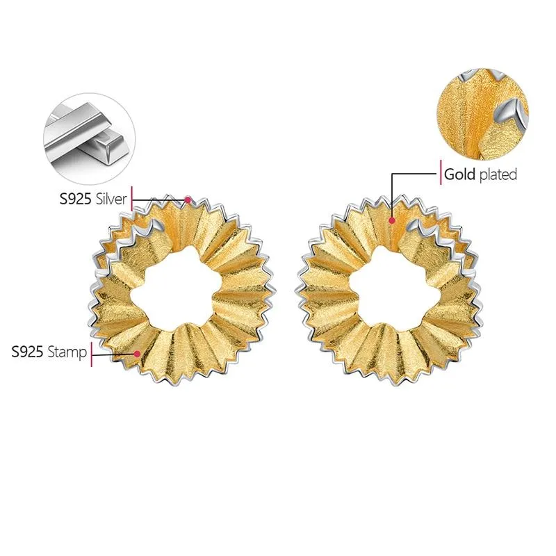 Creative Pencil Shavings Design Stud Earrings for Women Fine Jewelry