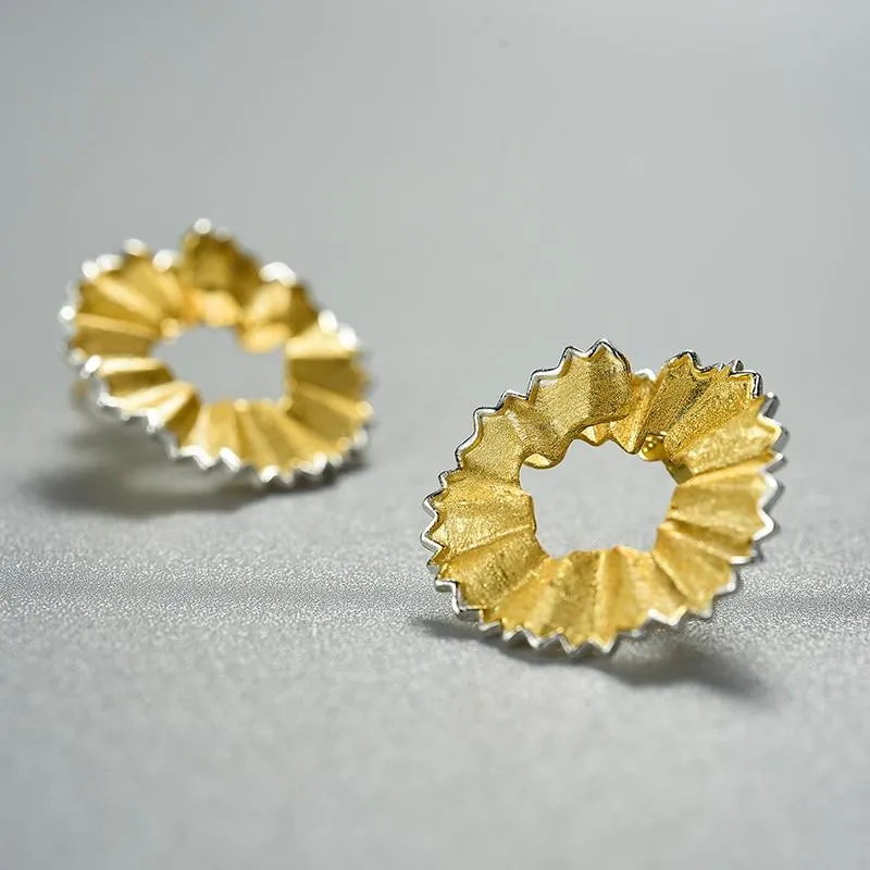 Creative Pencil Shavings Design Stud Earrings for Women Fine Jewelry