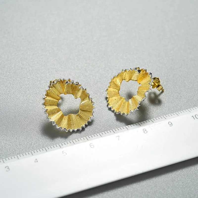 Creative Pencil Shavings Design Stud Earrings for Women Fine Jewelry