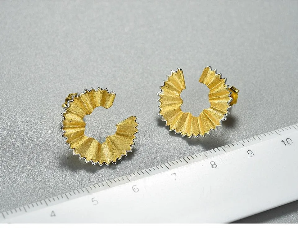 Creative Pencil Shavings Design Stud Earrings