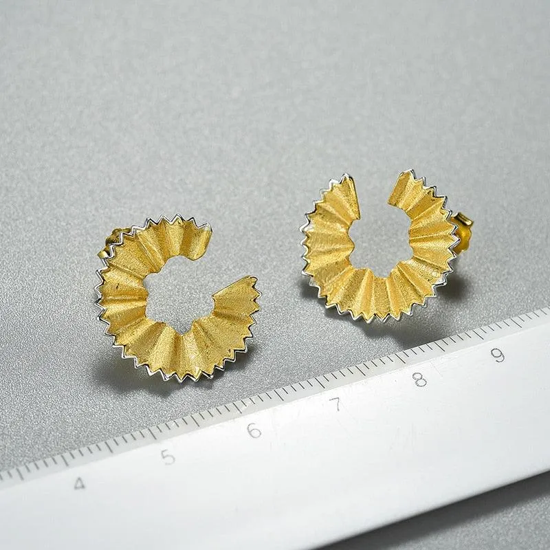 Creative Pencil Shavings Design Stud Earrings