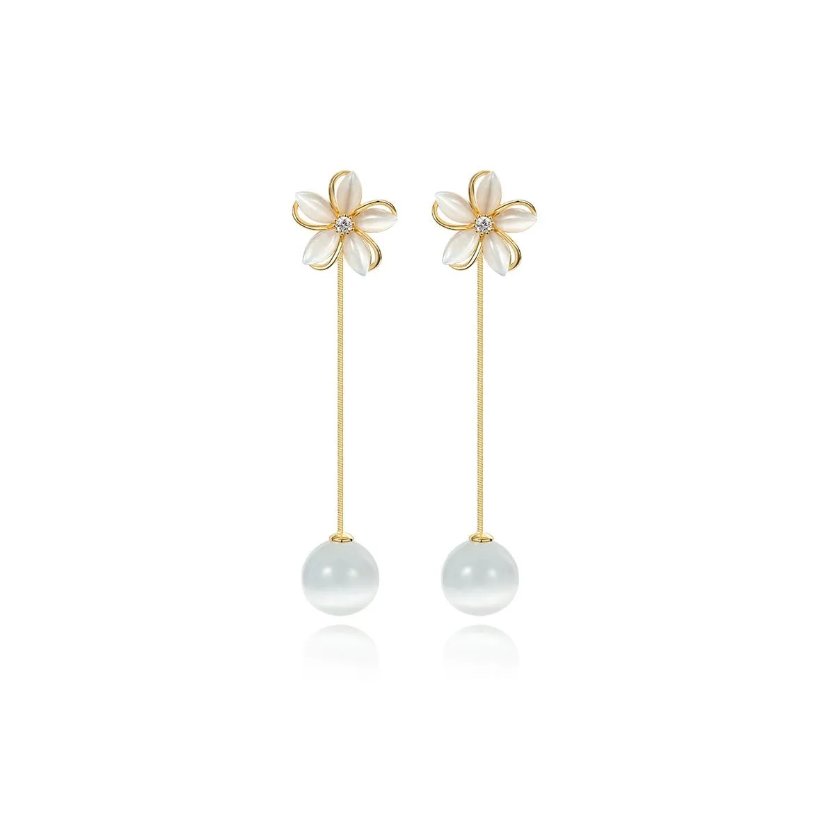 Crystal Clear Flowers Gold Earrings