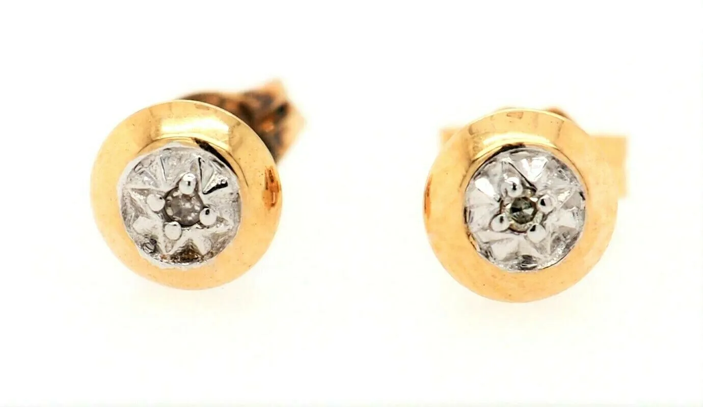 Cubic Zirconia 9ct Yellow Gold Stud Earrings