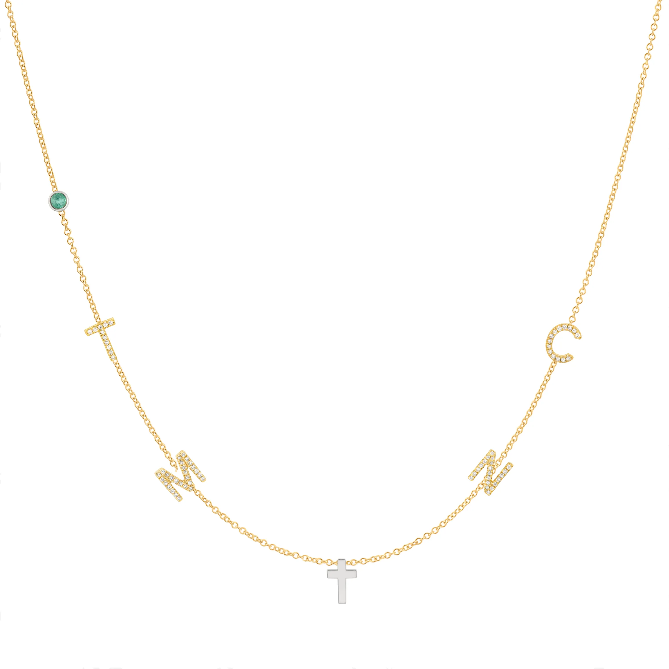 Custom Mixed Gold Necklace - 6 Letter