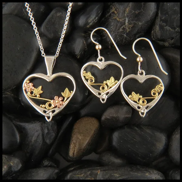 Daisy's Heart Pendant & Earring Set