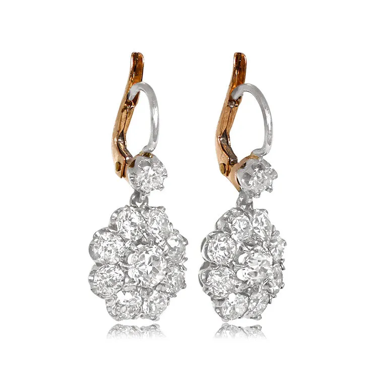 Deco Style Diamond and pear-shaped Morganites Long Earrings