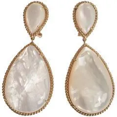 Deco Style Diamond and pear-shaped Morganites Long Earrings