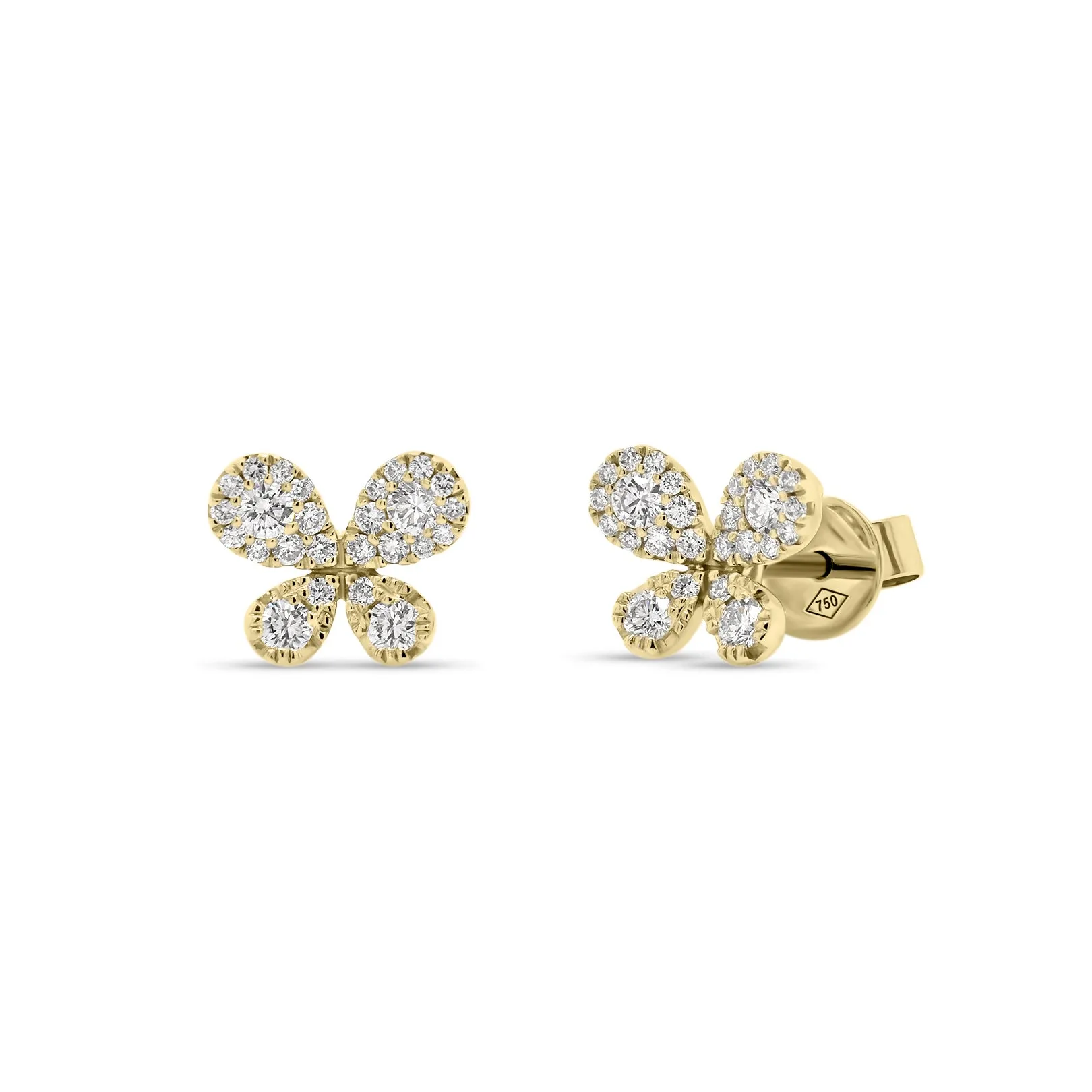 Diamond Butterfly-Shaped Stud Earrings