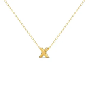 Diamond Letter Necklace "X" - 18 karat gold vermeil on sterling silver, diamond 0.01 carat