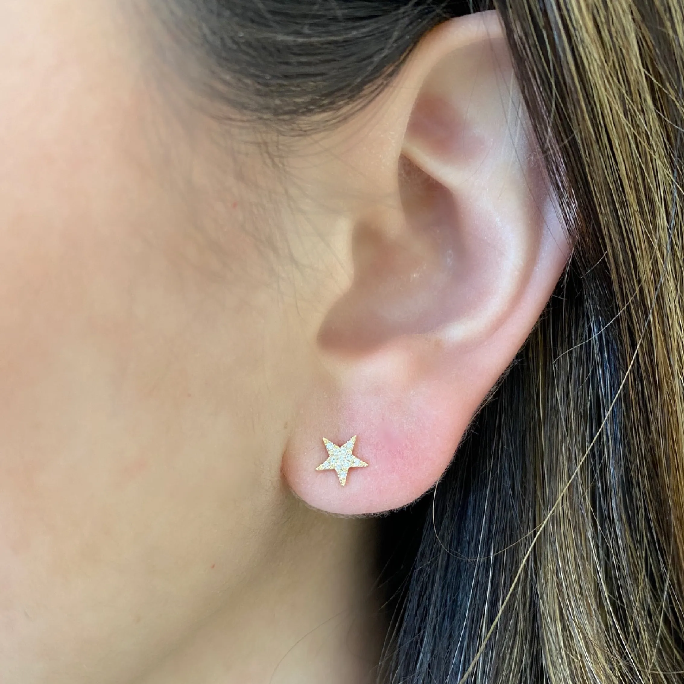 Diamond Star & Lightning Bolt Stud Earrings