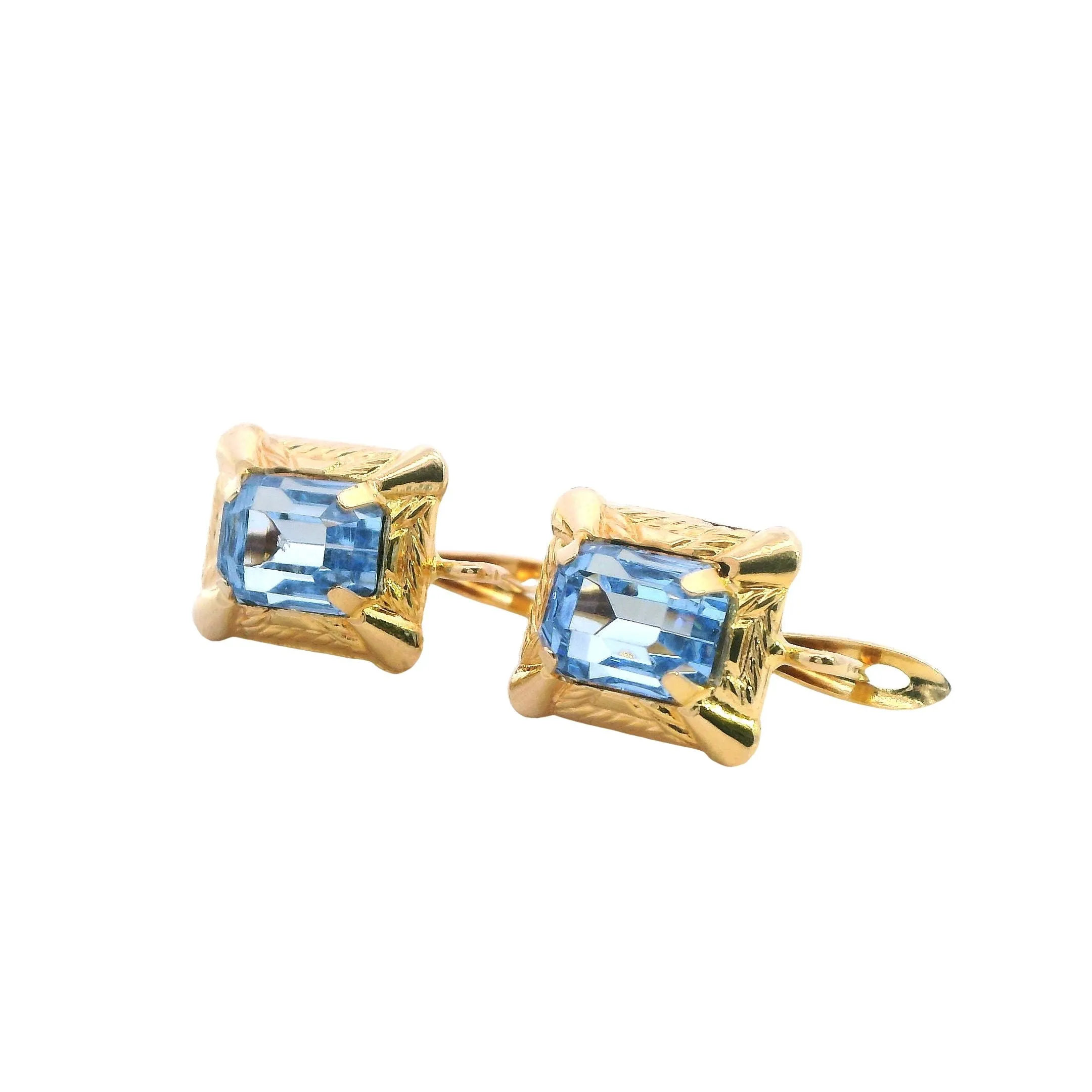 Elegant 14ct Yellow Gold Glass Earrings