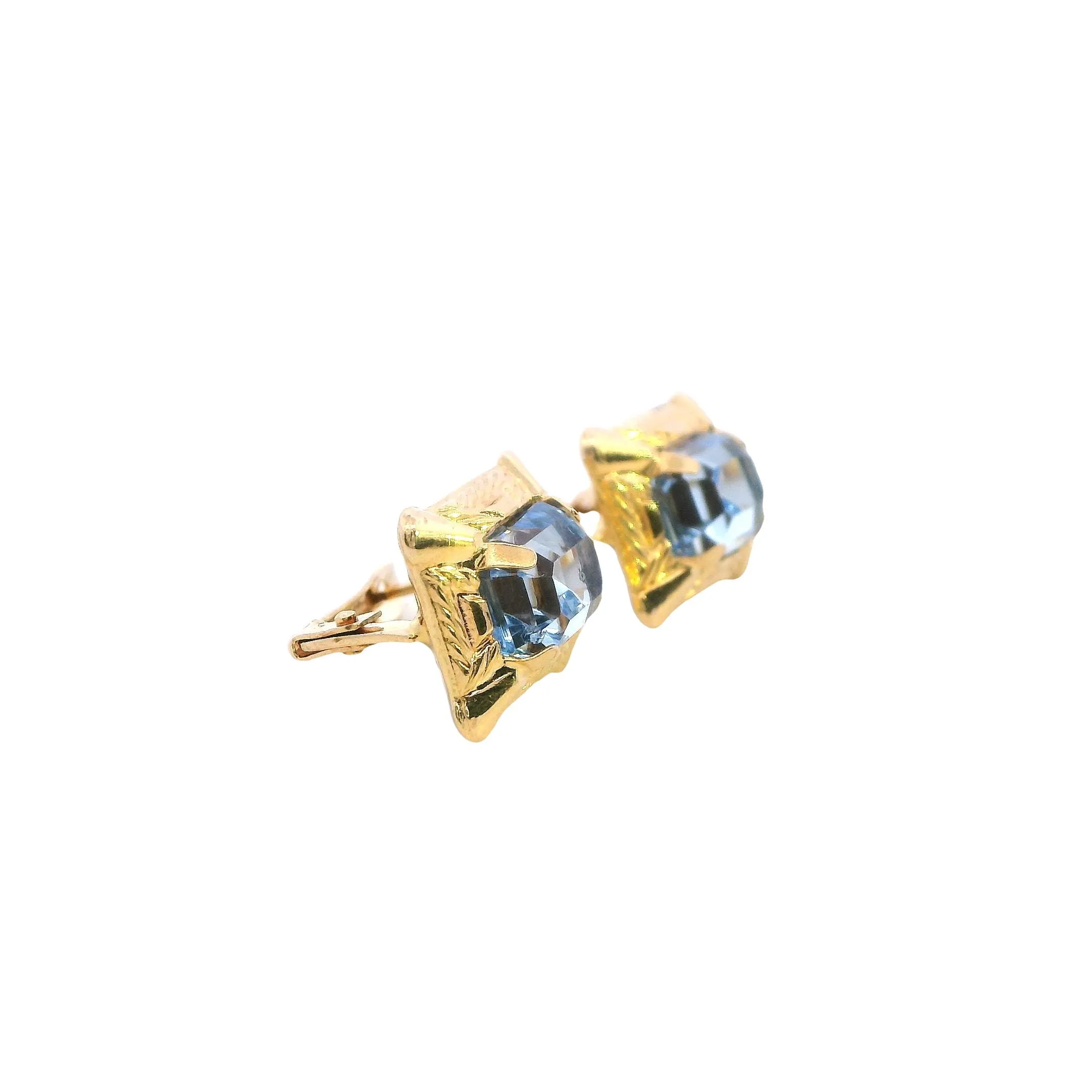 Elegant 14ct Yellow Gold Glass Earrings