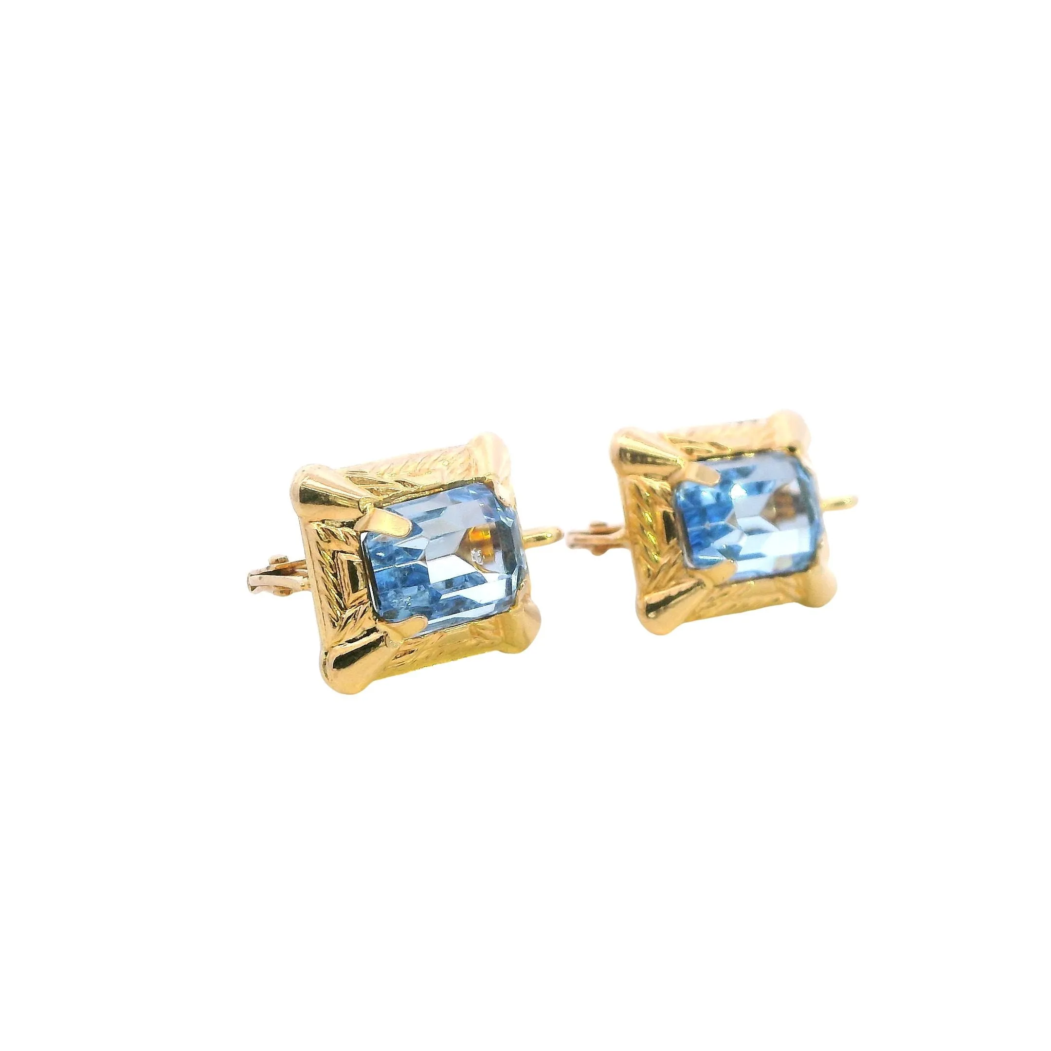 Elegant 14ct Yellow Gold Glass Earrings