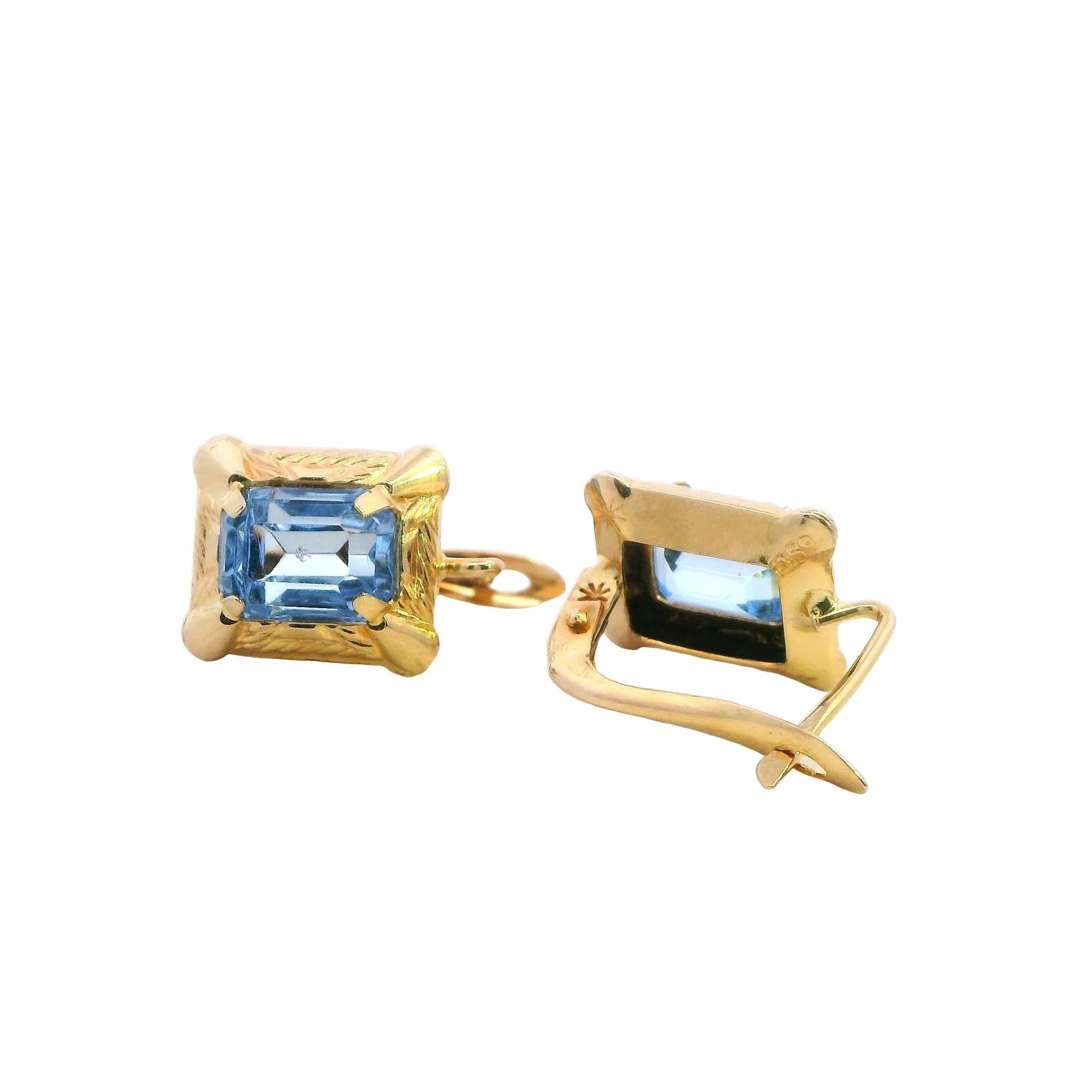 Elegant 14ct Yellow Gold Glass Earrings