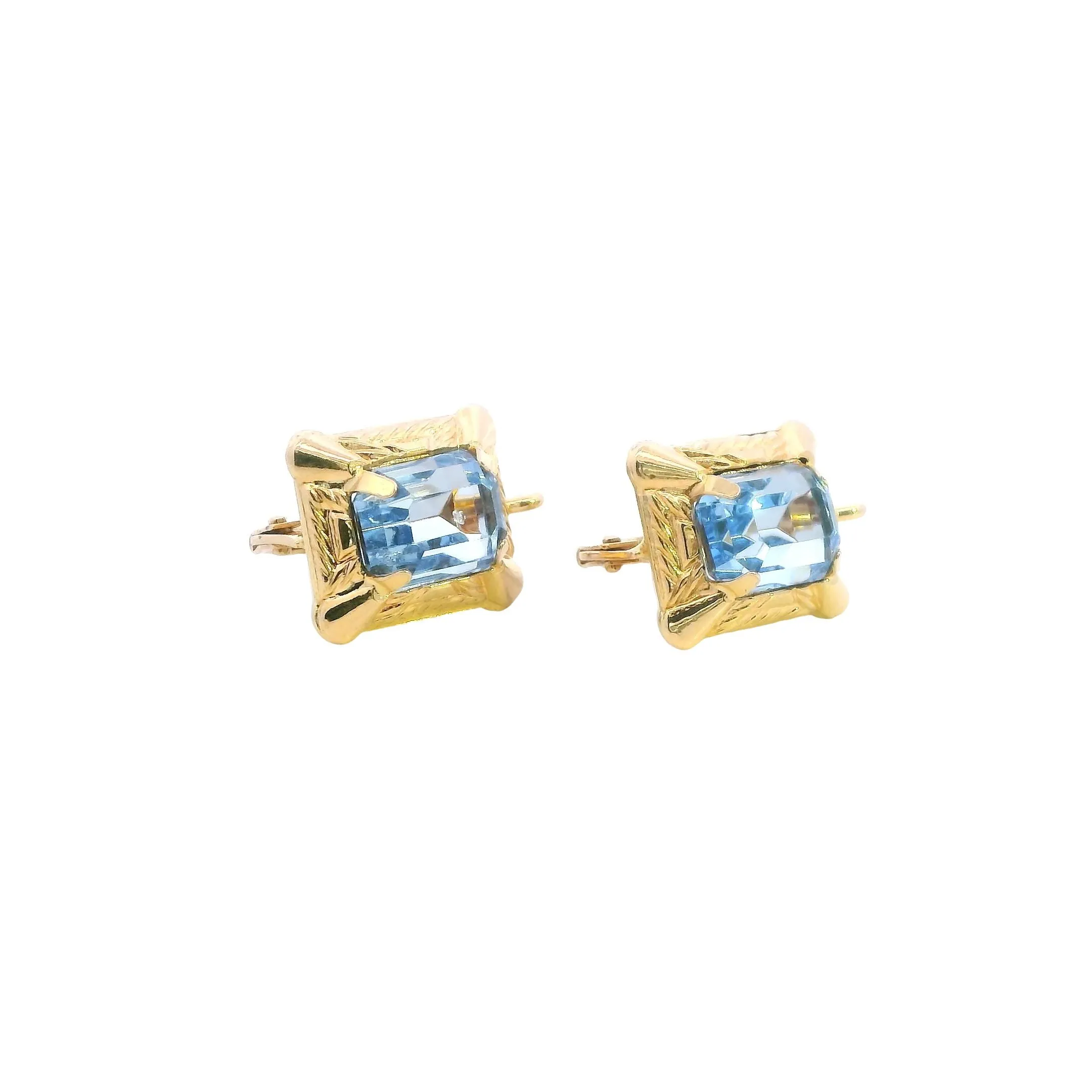 Elegant 14ct Yellow Gold Glass Earrings